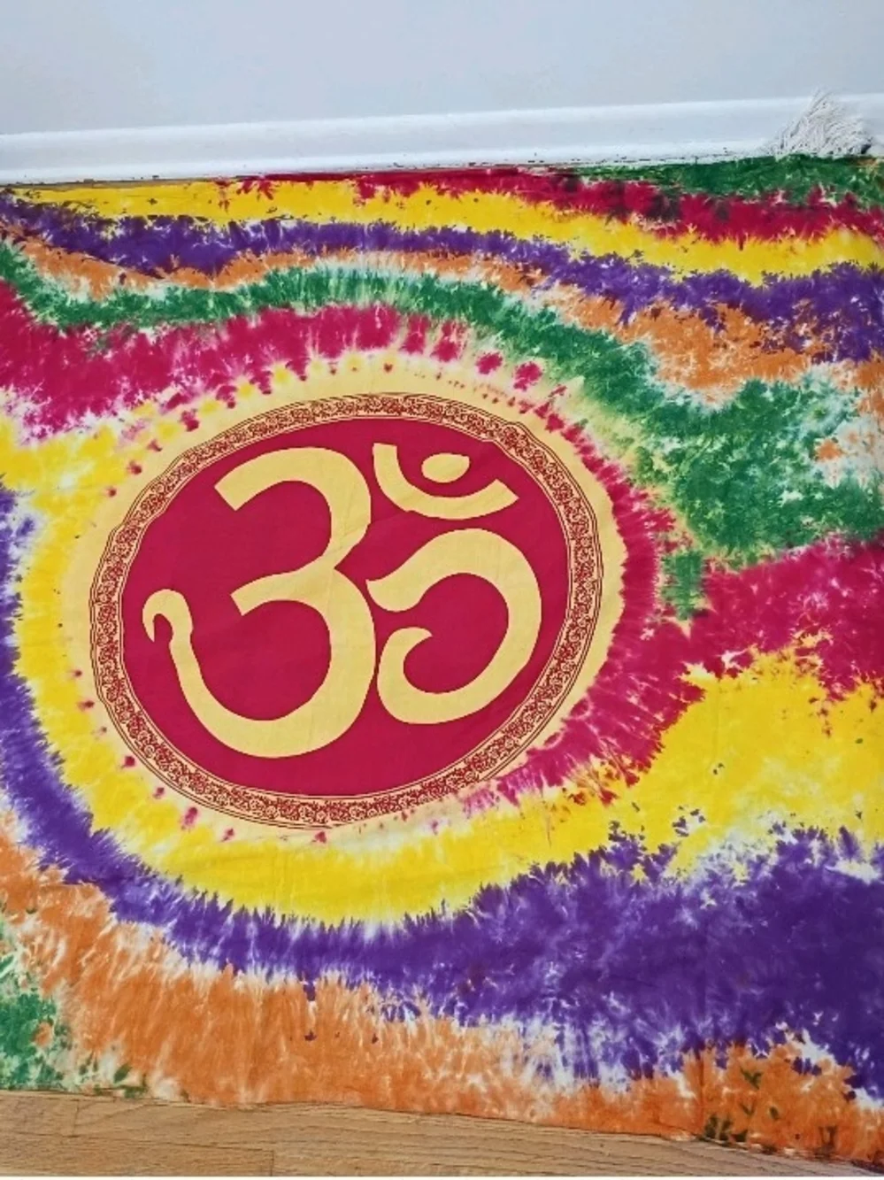 Vibrant Multicolor Tie-Dye Wall Hanging W/ OM Symbol 80